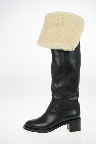 Over-the-knee Pull On boots MANON with Shearling Detail 5cm
