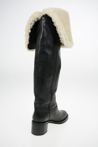 Over-the-knee Pull On boots MANON with Shearling Detail 5cm