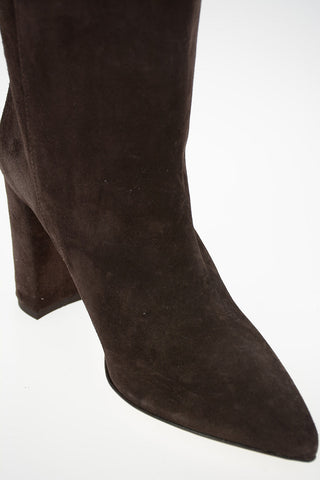 Suede Knee High Texan Boots with Fringes 10cm