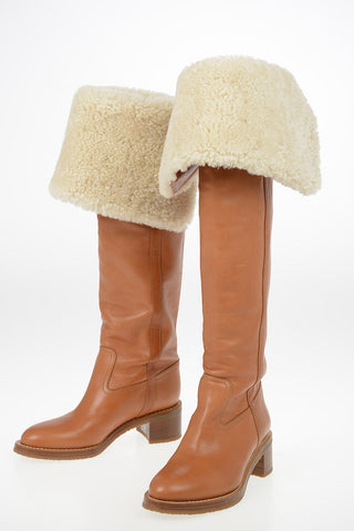 Over-the-knee Pull On boots MANON with Shearling Detail 5cm