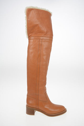 Over-the-knee Pull On boots MANON with Shearling Detail 5cm