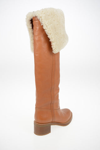 Over-the-knee Pull On boots MANON with Shearling Detail 5cm