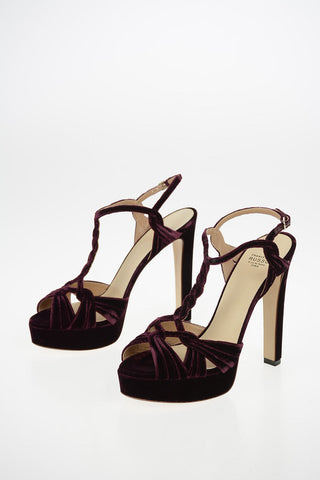 Velvet Sandals with Platform 14cm