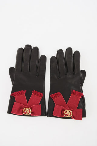 Leather Gloves with Bow