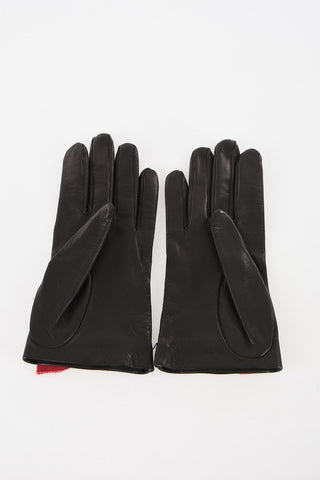 Leather Gloves with Bow