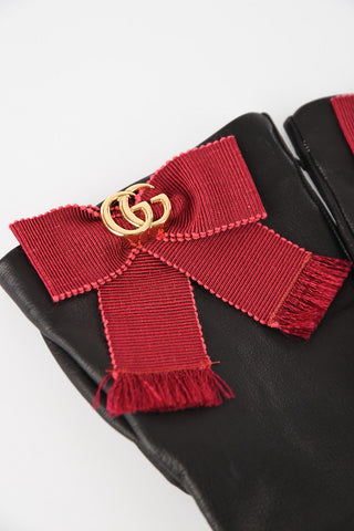 Leather Gloves with Bow