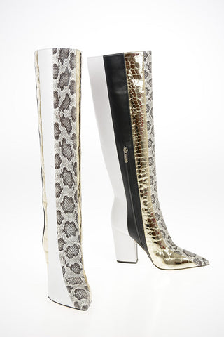 Leather SERGIO Boots with Snakeskin Details 7.5cm