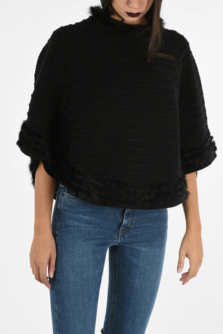 ARMANI JEANS Cape Overcoat with Fur Details