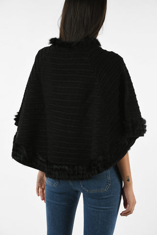 ARMANI JEANS Cape Overcoat with Fur Details
