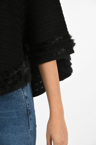 ARMANI JEANS Cape Overcoat with Fur Details