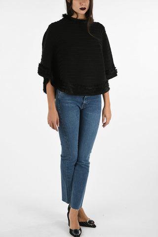 ARMANI JEANS Cape Overcoat with Fur Details