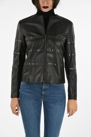 ARMANI JEANS Leather Studded Jacket