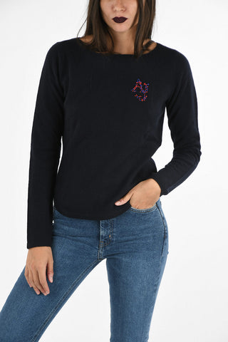 ARMANI JEANS Maglia girocollo con ricamo perline