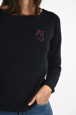 ARMANI JEANS Maglia girocollo con ricamo perline