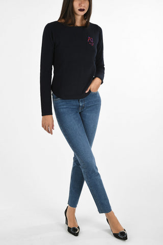 ARMANI JEANS Maglia girocollo con ricamo perline
