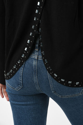 ARMANI JEANS Open Back Sweater with Jewel Applications