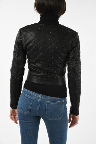 ARMANI JEANS Leather Studded Crop Jacket