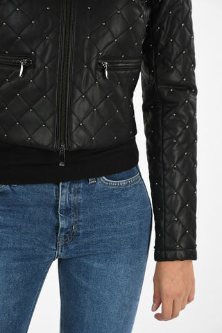 ARMANI JEANS Leather Studded Crop Jacket