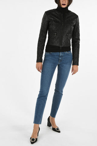 ARMANI JEANS Leather Studded Crop Jacket