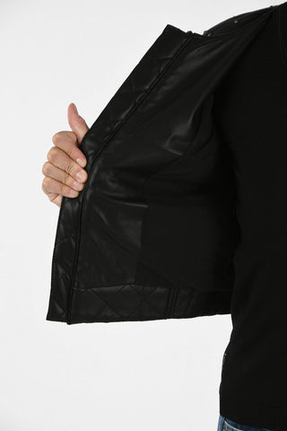 ARMANI JEANS Leather Studded Crop Jacket