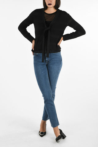 ARMANI JEANS Striped Cardigan with Bow