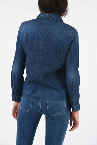 ARMANI JEANS Stretch Denim Shirt with Bow