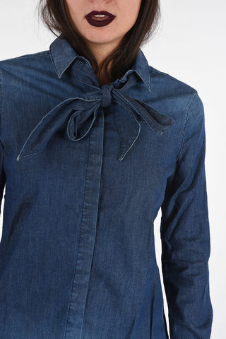 ARMANI JEANS Stretch Denim Shirt with Bow