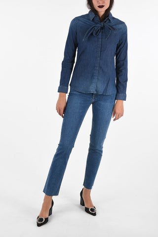 ARMANI JEANS Stretch Denim Shirt with Bow