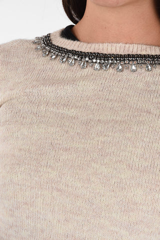 ARMANI JEANS Crewneck Sweater with Jewels