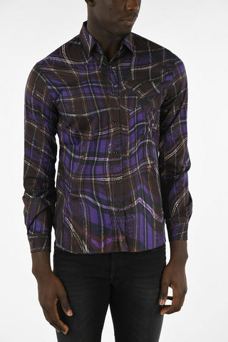 Snap Button Plaid Check Shirt