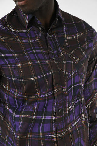 Snap Button Plaid Check Shirt