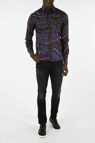 Snap Button Plaid Check Shirt