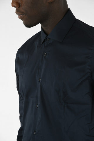 Camicia in Popeline con Collo Francese