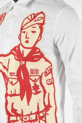 Spread Collar Embroidered Shirt