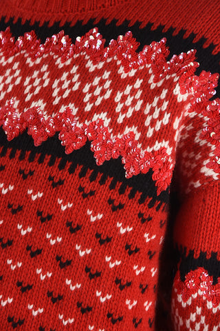 Fair Isle Sweater with Sequined Embroideries