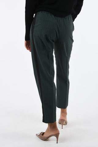 Pantaloni Tartan con Bande Laterali a Contrasto