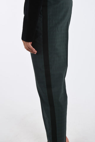 Pantaloni Tartan con Bande Laterali a Contrasto