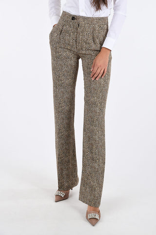 herringbone Printed Mid-rise Pants