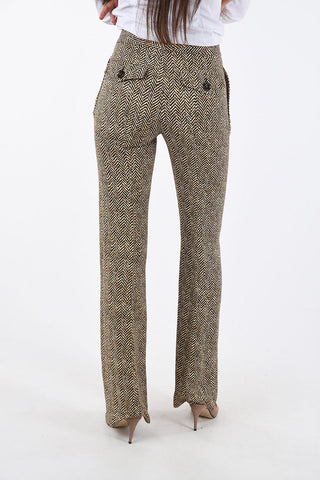 herringbone Printed Mid-rise Pants