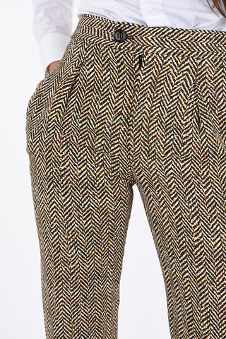 herringbone Printed Mid-rise Pants