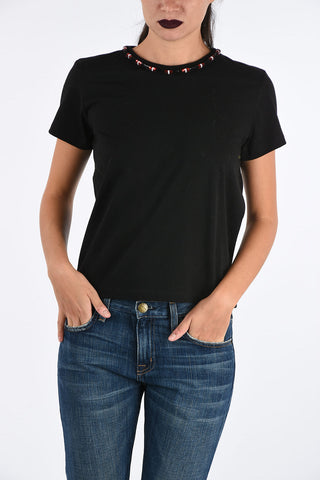 T-shirt con Ricamo di Paillettes