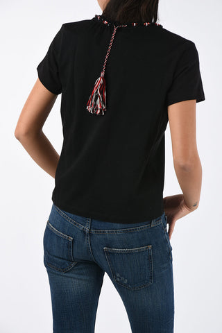 T-shirt con Ricamo di Paillettes