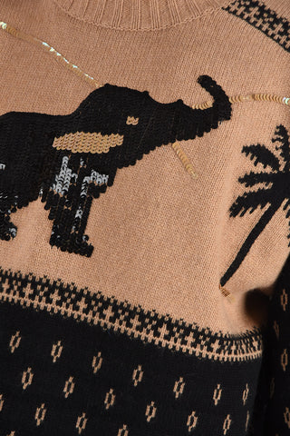 Crewneck Sweater with Sequined Embroidery