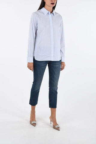 Camicia Pinstripe con Abbottonatura Nascosta