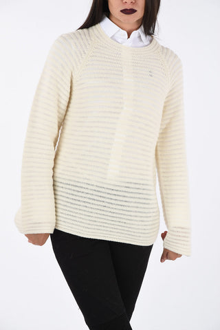 crochet cashmere crew-neck sweater