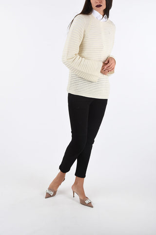 crochet cashmere crew-neck sweater