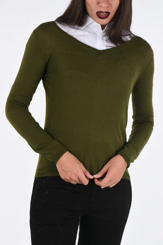 maglia scollo a V in lana