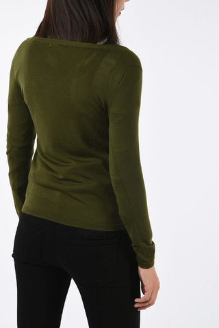 maglia scollo a V in lana