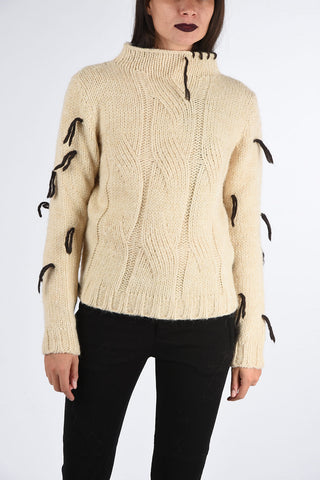 cable knit HINAGIKO turtle-neck sweater