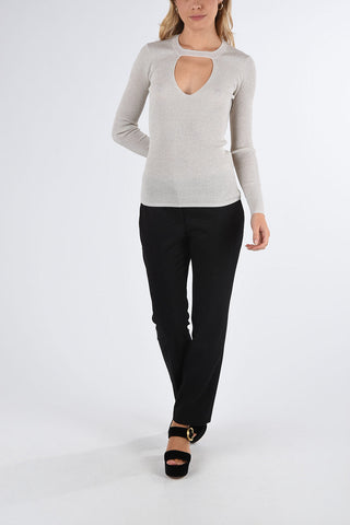 Ribbed wool lurex LOULUX chocker sweater